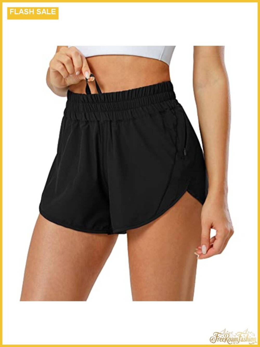 Women's Quick Dry Athletic Shorts with Zip Pockets Built-in Brief